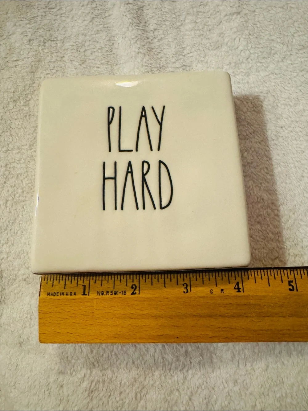 Work Hard - Play Hard Reversible Ceramic  Decor